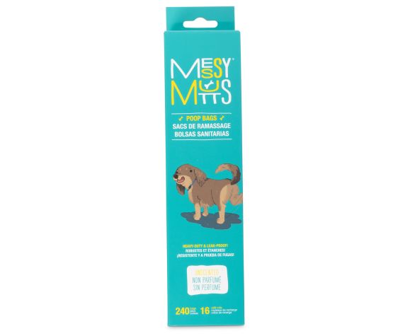 MESSY MUTTS SAC DE RAMASSAGE BIORECYCLES 16 ROULEAUX / BIORECYCLED POOP BAG 16 ROLLS