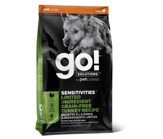PETCUREAN GO SENSITIVITIES LID SANS GRAINS POUR CHIEN DINDE 3.5 LBS / PETCURENA GO SENSITIVITIES GRAIN FREE FOR DOGS TURKEY 3.5 LBS