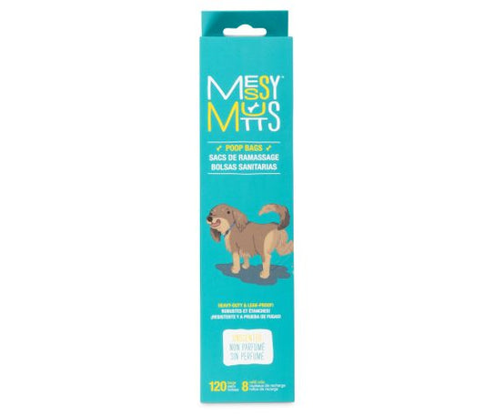 MESSY MUTTS SAC DE RAMASSAGE BIORECYCLES 8 ROULEAUX / BIORECYCLED POOP BAGS 8 ROLLS