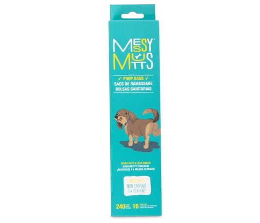 MESSY MUTTS SAC DE RAMASSAGE BIORECYCLES 16 ROULEAUX / BIORECYCLED POOP BAG 16 ROLLS